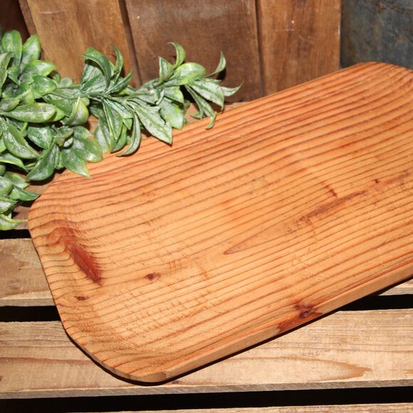 Large Vintage Rustic Farmhouse Wood Dough Bowl Tray - Picture 6 of 7